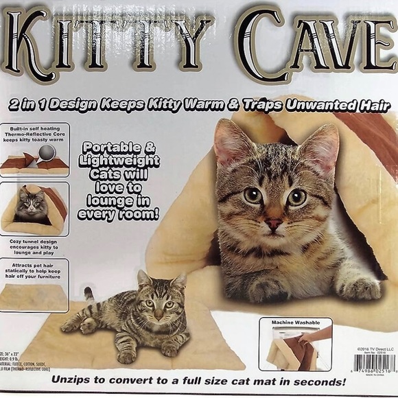Kitty Cave 2 in 1 Fleece Tunnel or Mat Measures 36" x 23" Flat Color is Tan - Picture 6 of 7